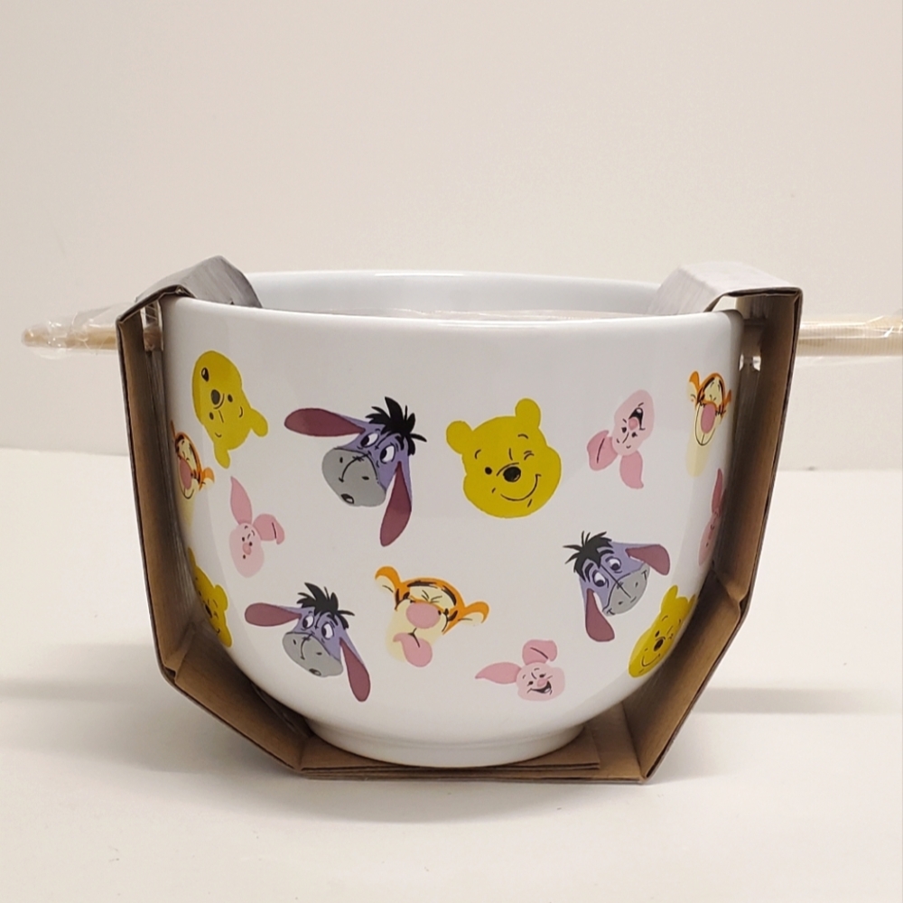 Disney Winnie the Pooh Tigger Eeyore Custom Ramen Bowl with Chopsticks 20oz NEW
